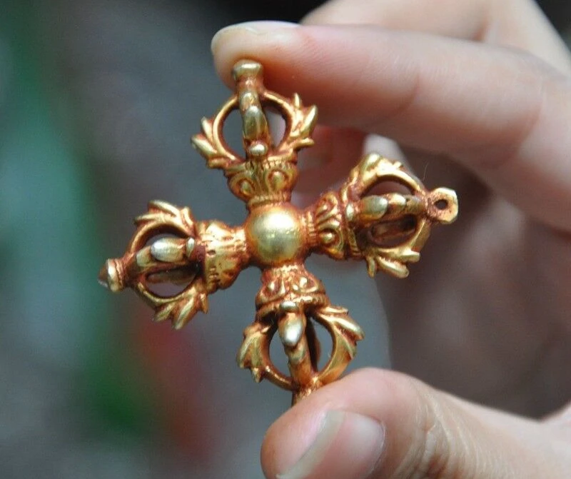 2 &quotтибетская бронза 24k Золотая позолота буддизм Phurpa пестик Vajra Амулет