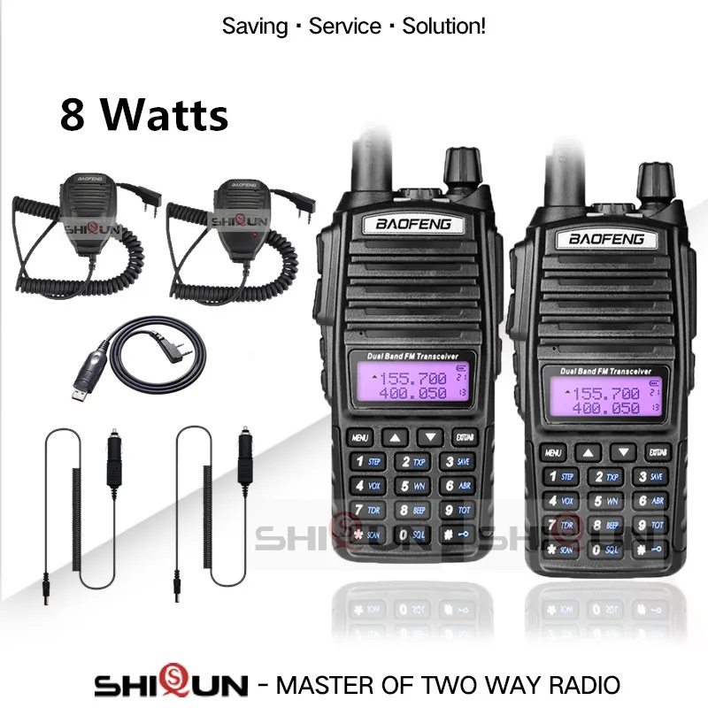 Add MIC Cable Charge 2 шт. UV-82 8 Вт портативная рация 10 км Baofeng 8 Вт радио двойной VHF UHF портативная радиоантенна UV-82 Amador Walky Talky Baofeng UV 82 UV82 - Цвет: Add MIC Cable Charge