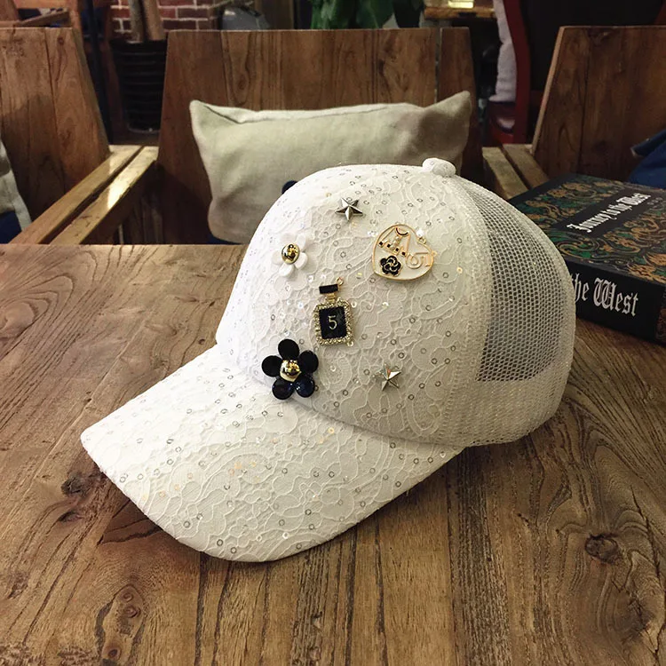 Новый для взрослых блеск Блёстки Кружево Snapback Бейсбол шляпа Для женщин летние