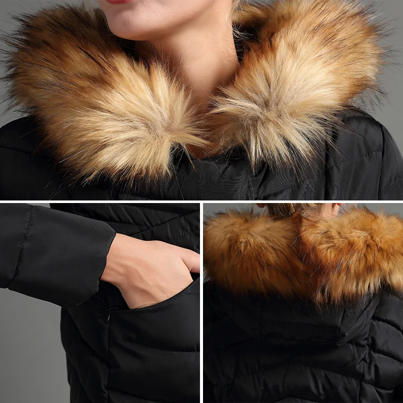 JOJX Для женщин зимняя куртка 2019 Новая мода с капюшоном Тонкий меха Куртка теплое