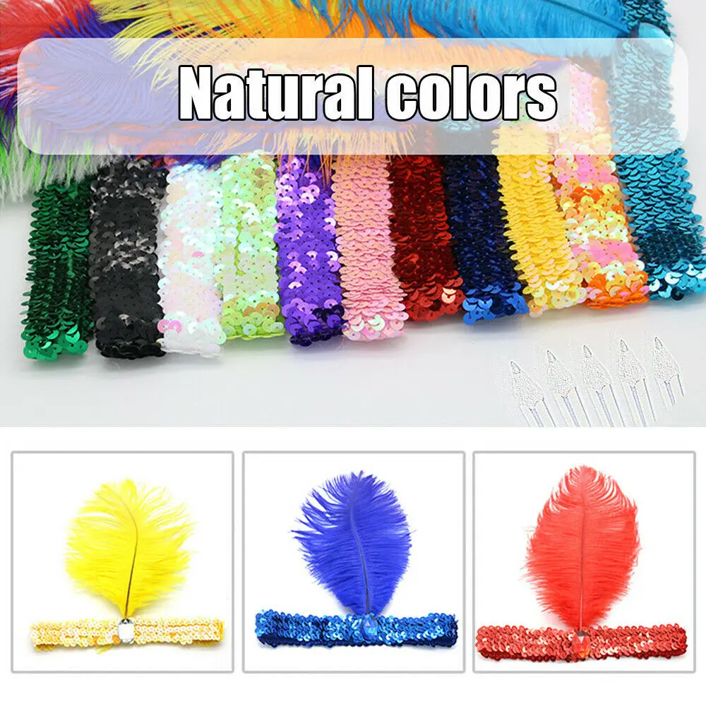 Женская винтажная повязка на голову с блестками и перьями для выпускного вечера
