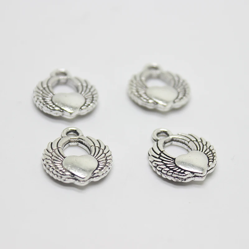 20pcs-- Wing Charms Antique Silver bronze 2 Sided 10x23mm Heart Angel pendantpendant | Pendants