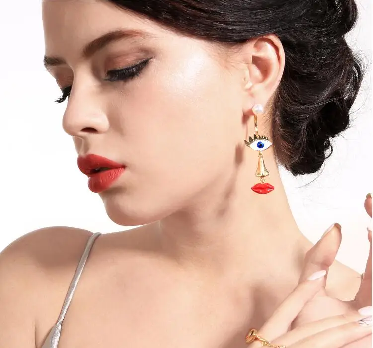 604 длинные серьги губы ассиметричная мода изысканная Женская индивидуальность
