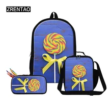 ZRENTAO children mochilas set 3D lollipop print backpack boys girls book backpack travel rucksack school stationary