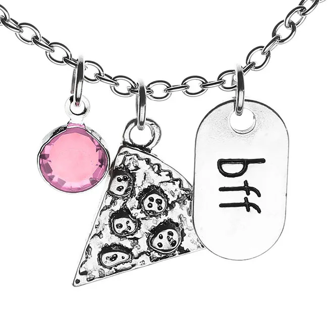 Pink Crystal 6pc Ayliss, 6 шт., подвеска в комплекте из сплава с кусочками пиццы, красочная подвеска в форме шарика, подвеска с подвеской bff Friend Forever friendly, ожерелье, ожерелье для пиццы - Окраска металла: Pink Crystal 6pc