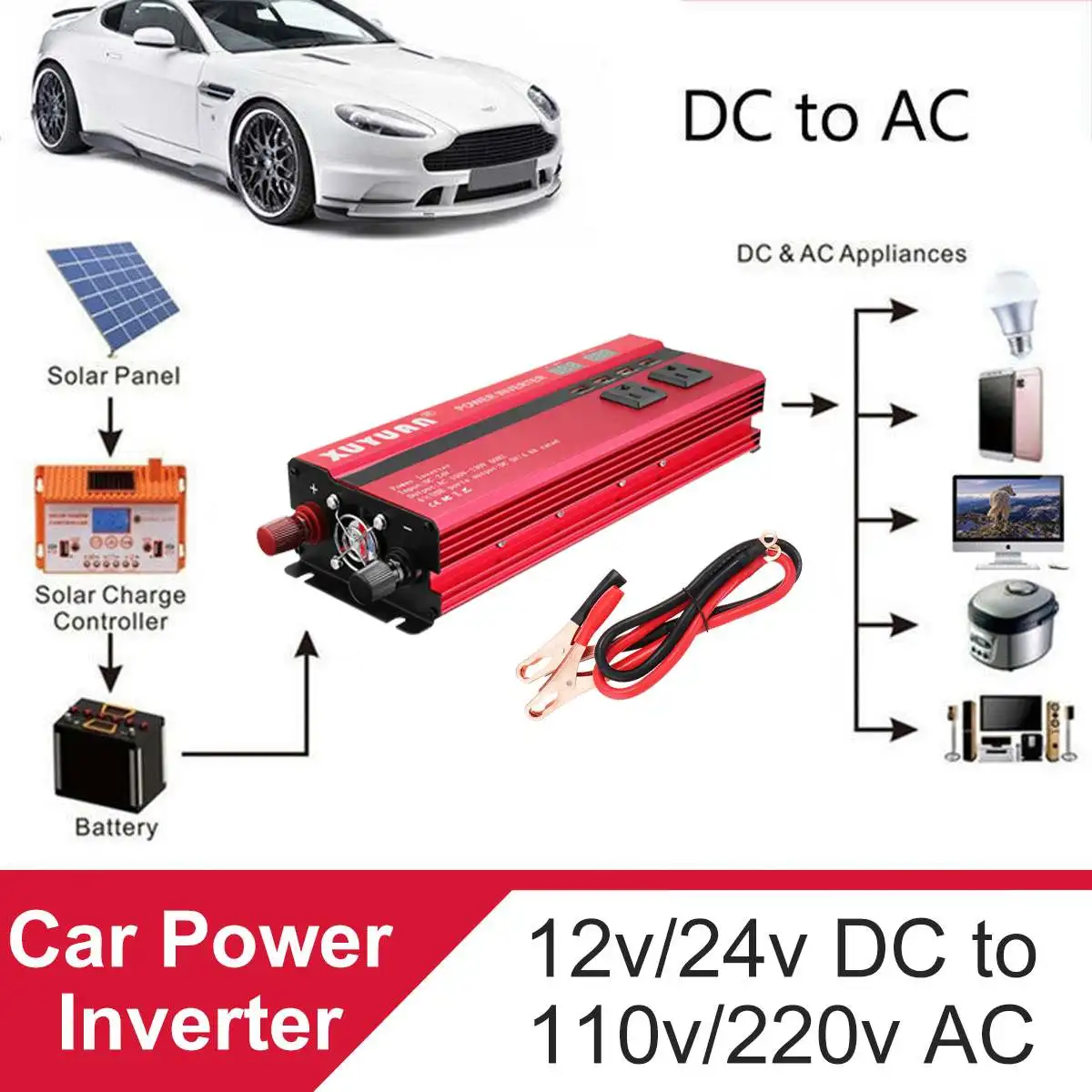 Синусоидальная волна 5000 Вт автомобильный инвертор DC 12 В/24 В к AC 110/220 В инвертор вольт конвертер зарядное устройство инверсор 12 В 220 В трансформатор