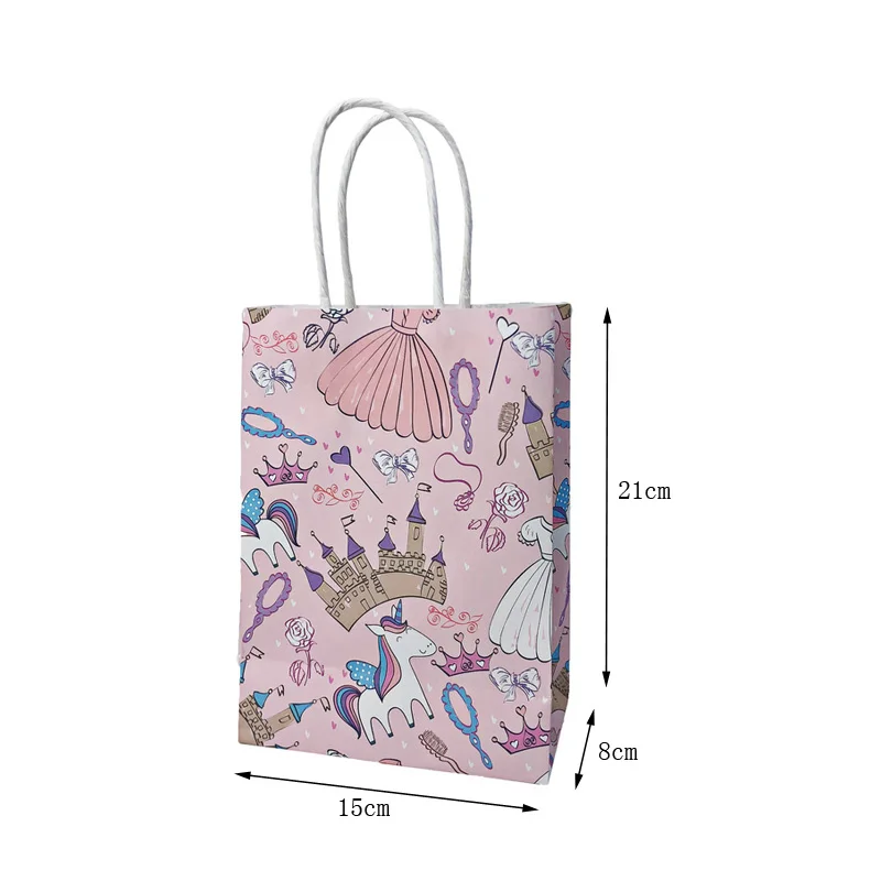 pink small size 10 шт бумажные подарочные пакеты самолет Вселенная планета бумажные пакеты с ручками Единорог бумажные подарочные пакеты для подарков Свадебные украшения - Цвет: pink small size