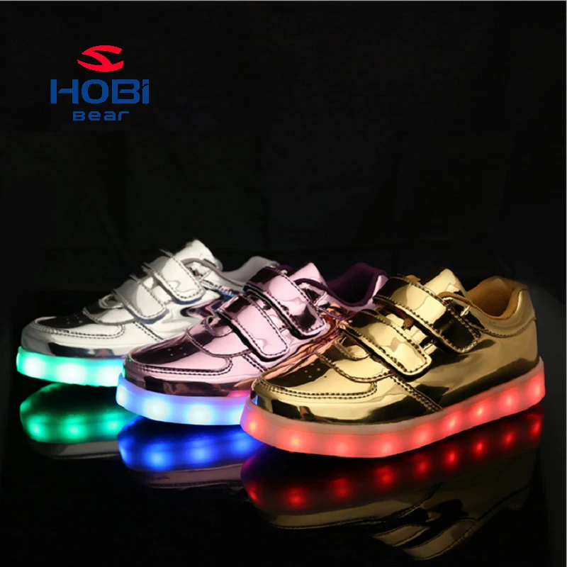 HOBIBEAR USB Charging Basket Led Children Shoe With Light Up Kids Casual Boys&Girls Luminous Sneakers Glowing free shipping | Детская