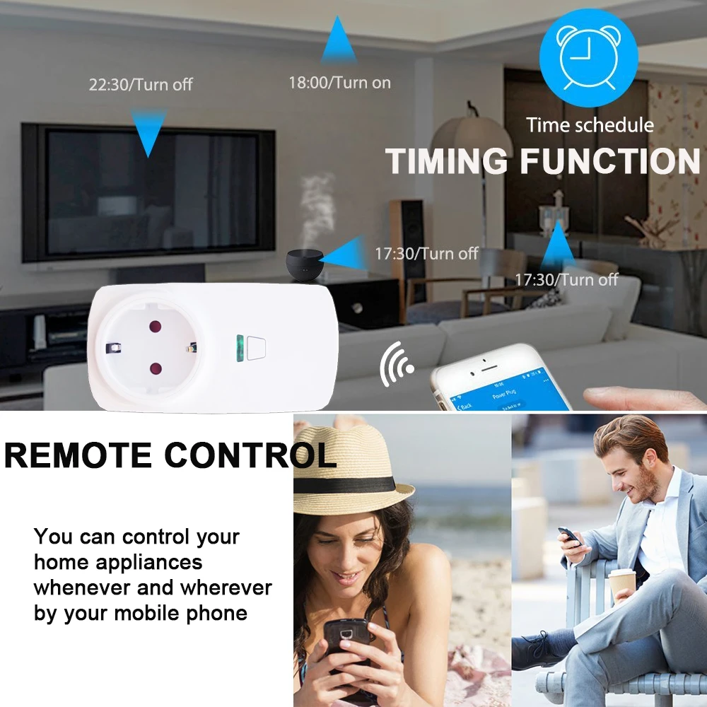 EU Plug Smart Wifi LED Light Display Max240V Google Home Accept Alexa Control Socket IFTTT | Электроника