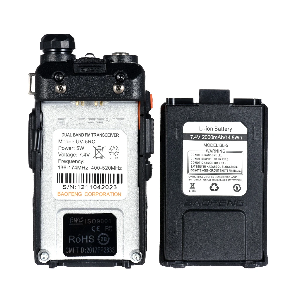 2 шт. Baofeng UV 5RC Двухдиапазонная рация VHF UHF 136 174/400 520 Любительская CB радио