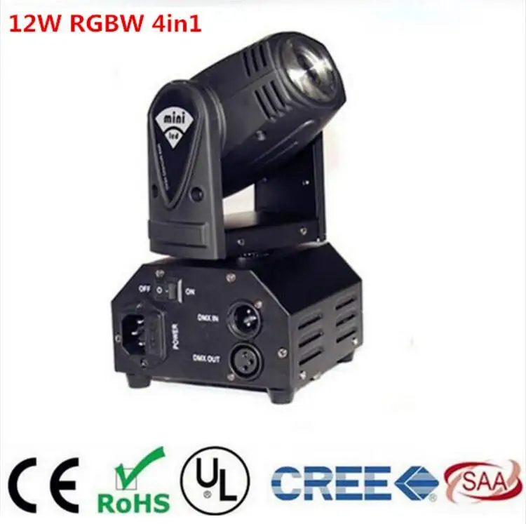 12 Вт RGBW 4в1 мини движущаяся головка DMX512 световой луч светодиодное точечное