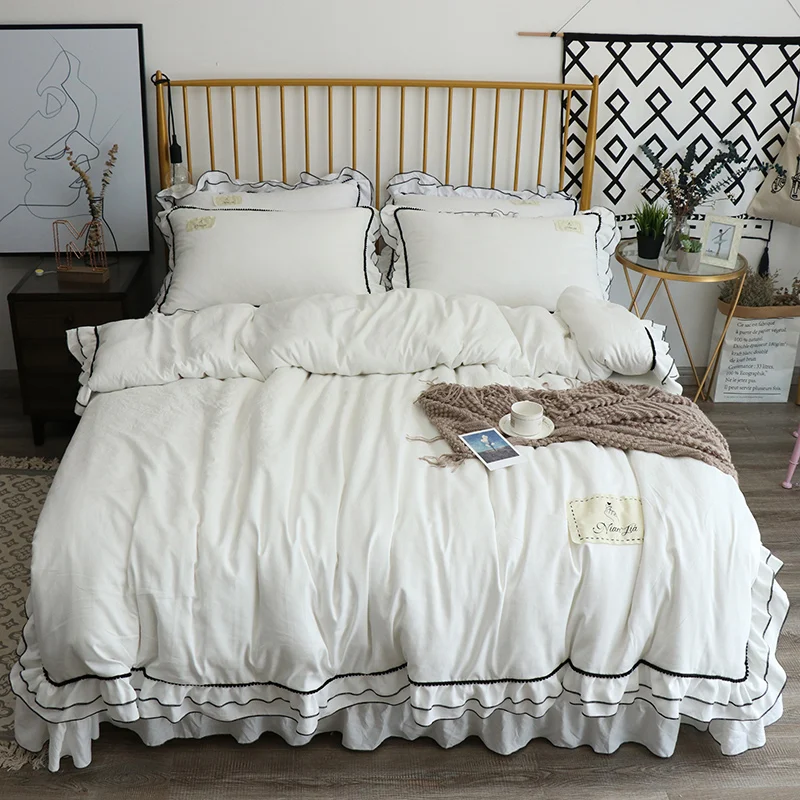 Помытый хлопок корейский стиль постельные принадлежности пододеяльник