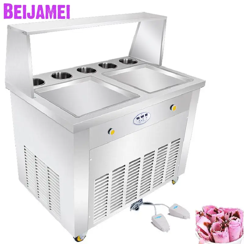 

BEIJAMEI Stainless steel fried yogurt maker/commercial frozen yogurt fry ice cream /110v 220v frying pan machine for ice roll