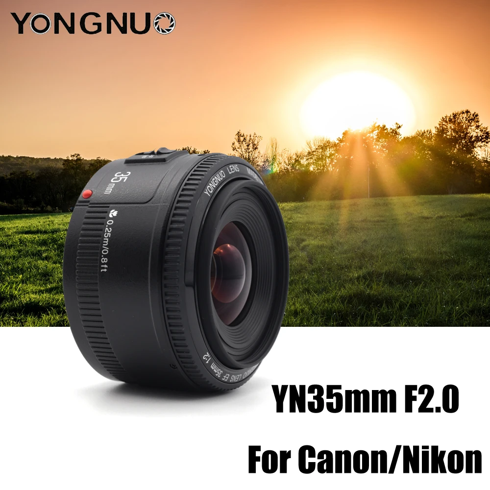 YN35mm F2 YONGNUO объектив камеры для Nikon Canon EOS YN35MM объективы AF MF широкоугольный 600D 60D 5DII 5D