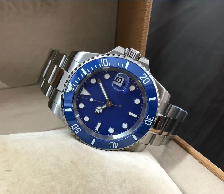 Мужские механические часы с синим керамическим циферблатом 40 мм|Мужские часы| |