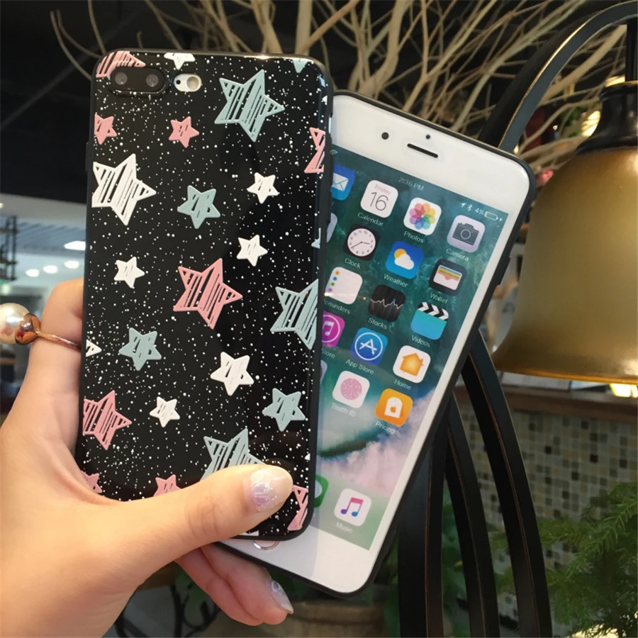 Симпатичный мультфильм звезда Сердце чехол для телефона Iphone6 6 S плюс блеск