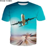plstar cosmos brand clothing 2018 summer new fashion 3d t shirt blue sky and airplane print t shirts mens womens casual t shirt