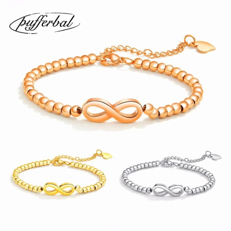 Новая Мода Бесконечность браслет цифра 8 Форма золото и серебро розовое бусина