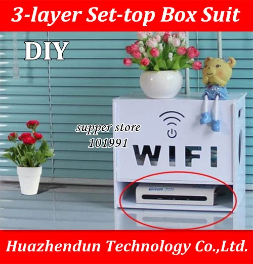 

DEBROGLIE 1PCS Wireless White 3 layer Set top Box Router Wood-Plastic Shelf Wall Hangings Bracket Cable Storage For Home Decor