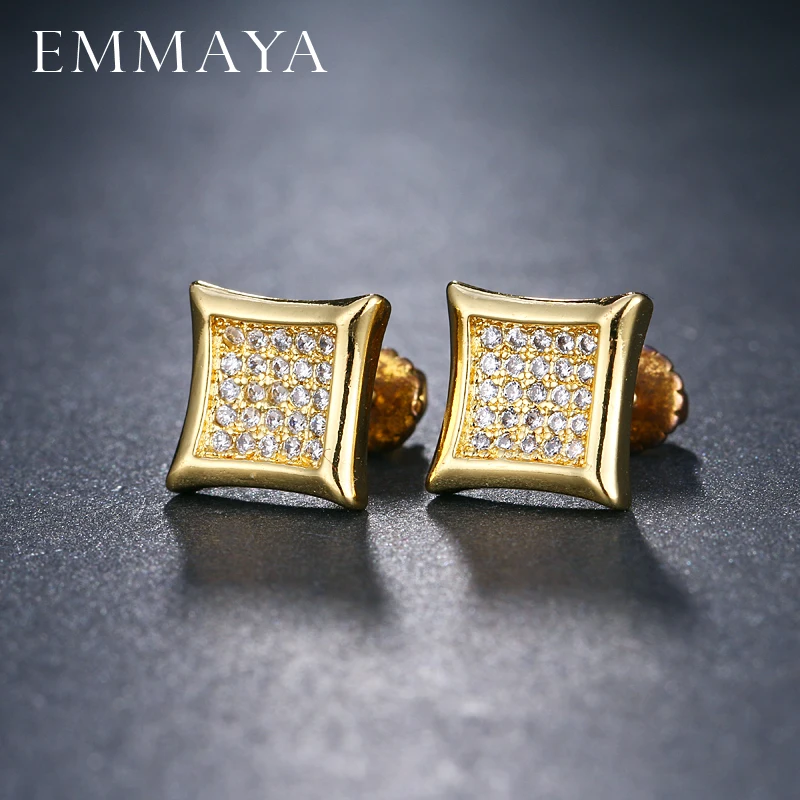 Серьги-гвоздики EMMAYA с квадратными пуговицами и фианитами женские роскошные