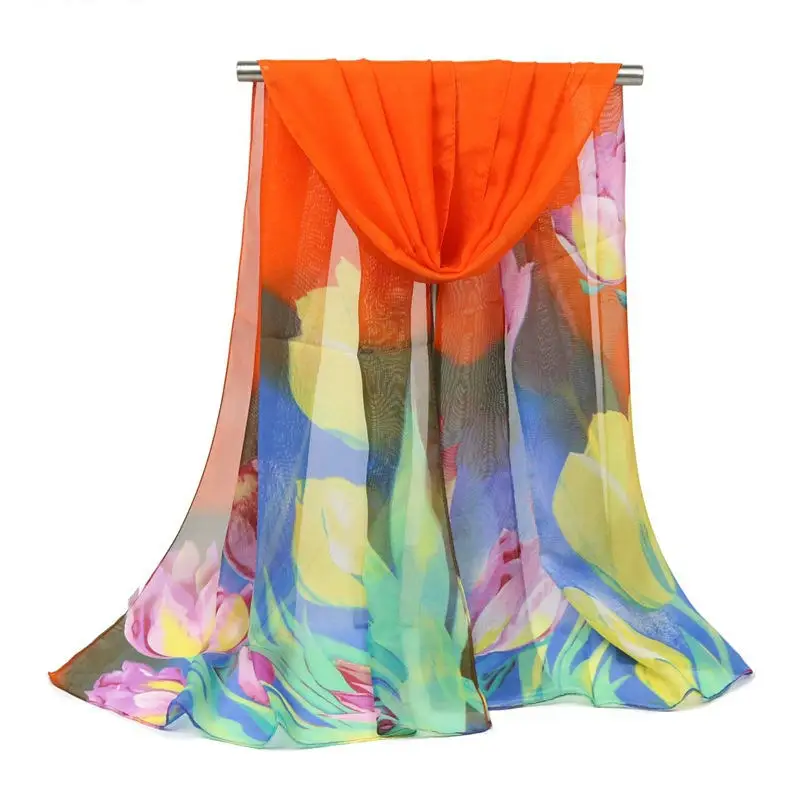 1 шт. модный шарф-шаль шифон блестящий Омбре хиджаб шейный теплый шелковый шарф