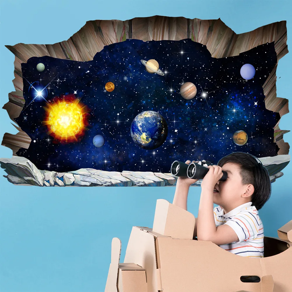 50*90 см новый бренд DIY 3D ПВХ Вселенная из закаленного стекла дети плакаты мода