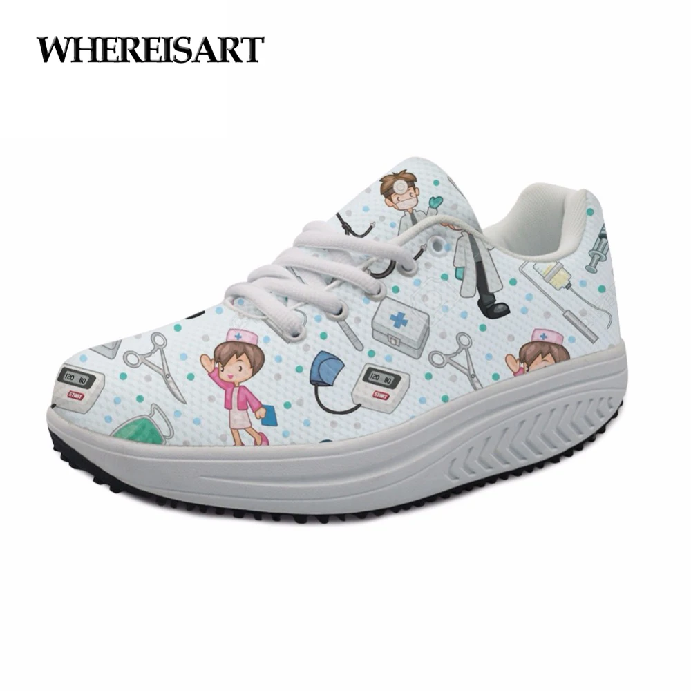Женские кроссовки на платформе WHEREISART дышащие с принтом для медсестры весна