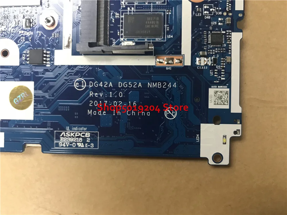 Материнская плата DG42A DG52A NMB244 для Lenovo xiaoxin 5000 материнская ноутбука Core SR341 I7-7500U DDR4 100%