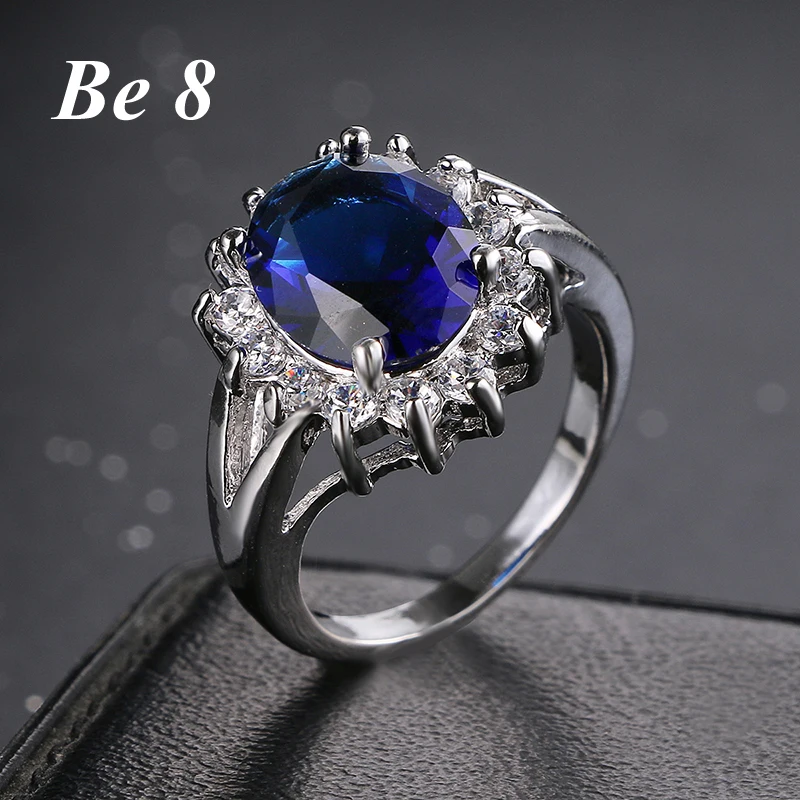 

Be8 Brand Classic Blue Water Drop Rhinestones Finger Rings White Gold Color Luxury Engagement Ring For Women Free Shipping R-073