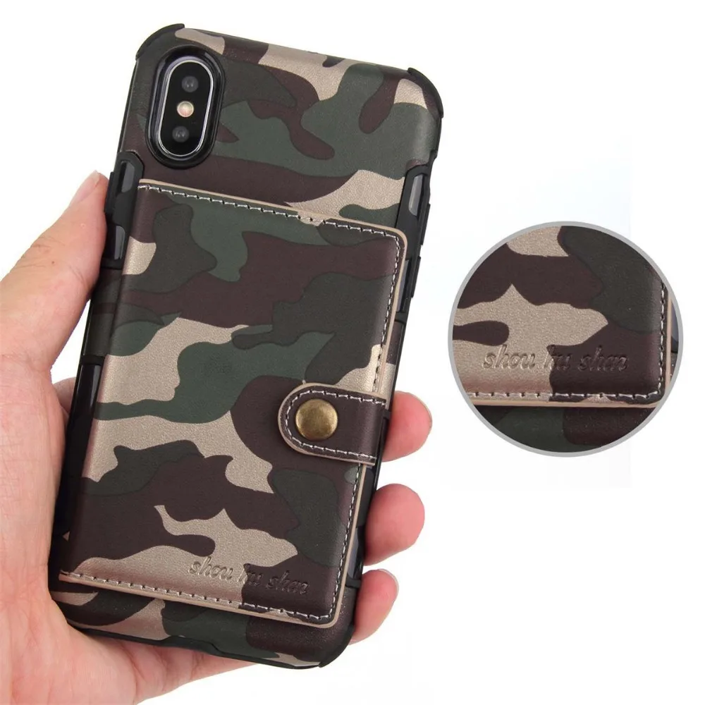Для iPhone XS MAX камуфляжный чехол кошелек из искусственной кожи Гибридный ТПУ
