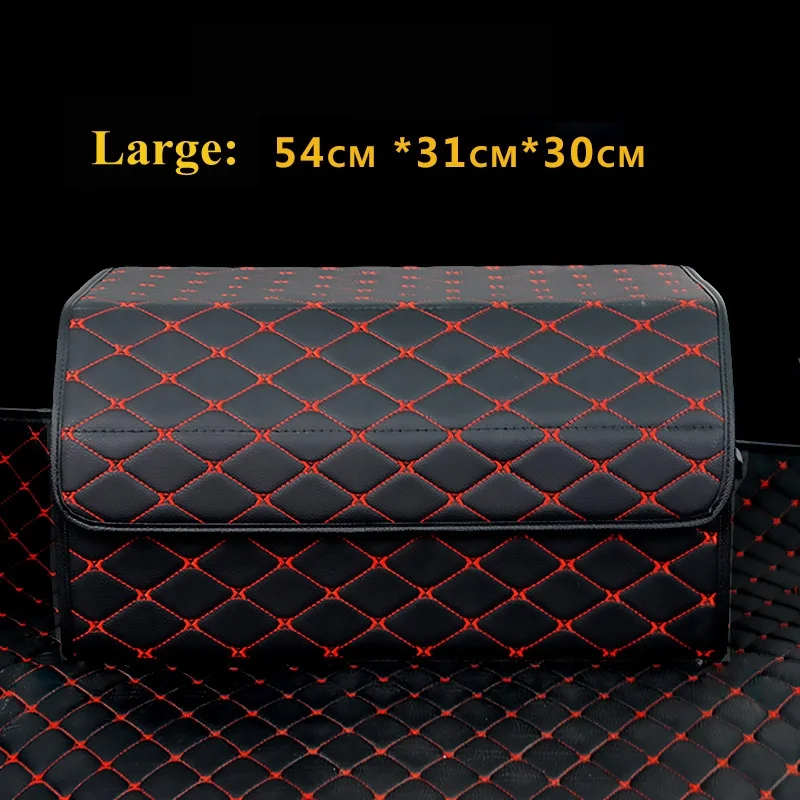 Black Red Line Автомобильный органайзер для багажника, коробка для хранения, сумка для авто мусора, сумка для инструментов из искусственной кожи, складывающаяся большая сумка для хранения груза, аксессуары для автомобиля - Название цвета: Black Red Line