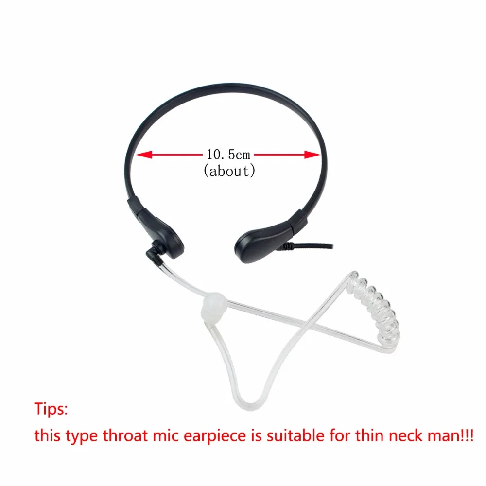 10pcs Throat Mic PTT Earpiece Covert Acoustic Tube Headphone For Kenwood Retevis RT5R H777 For Baofeng UV5R Bf-888S Walk Talk