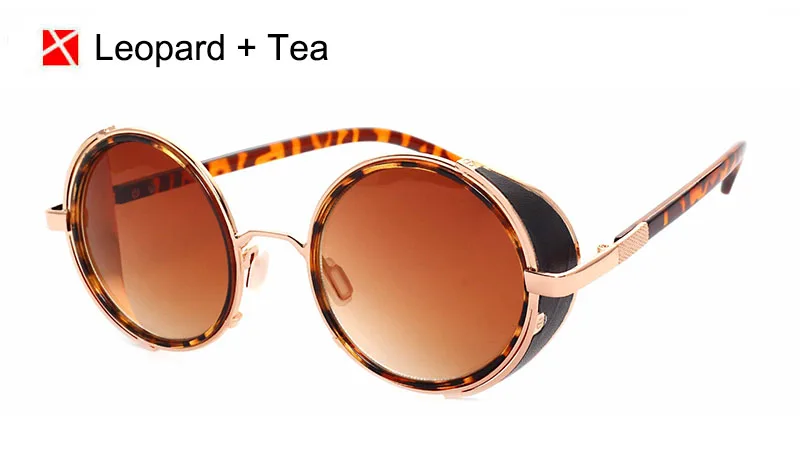 Leopard Tea Винтажные очки shauna, женские, стимпанк, Ретро стиль, покрытие, мужские, круглые солнцезащитные очки, брендовые, дизайнерские, в стиле панк, солнцезащитные очки, UV400 - Цвет линз: Leopard Tea