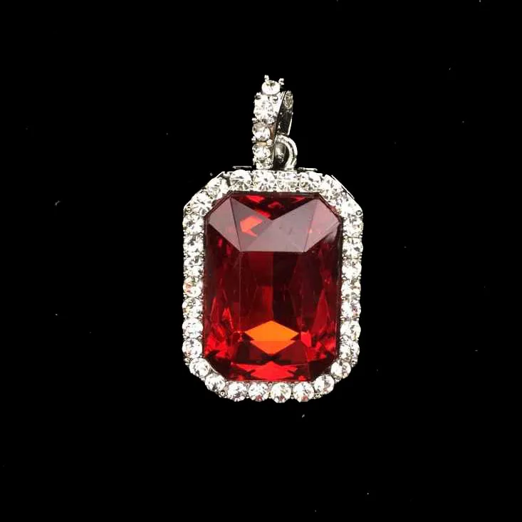 Серебряный тон хип-хоп кулон с цепи коробки Цепочки и ожерелья Рэперы расшитые