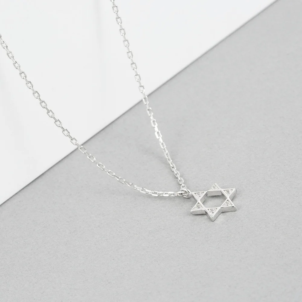 Шесть ость star cz Ожерелье Женщины 100% 925 пробы серебро nacklace Ювелирное Украшение