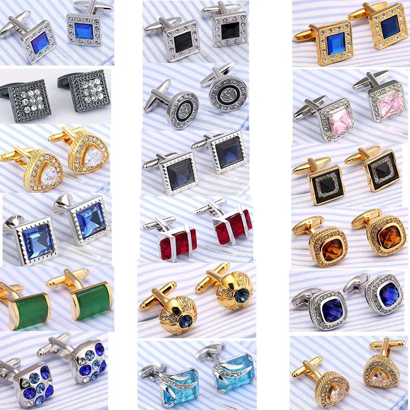 Запонки с кристаллами французская рубашка запонки опаловым покрытием 18 стилей