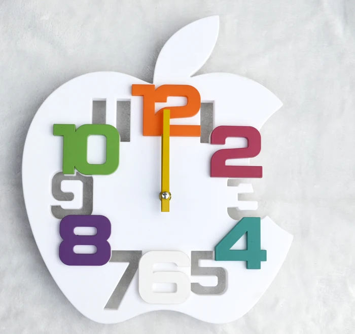 Детские настенные часы Apple кварцевые с современным дизайном бесшумные детская