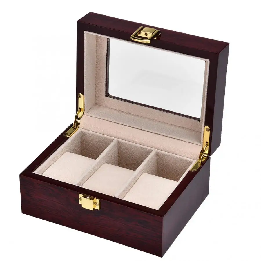 3 слота Ретро Красный дисплей деревянных часов упаковка держатель ювелирных