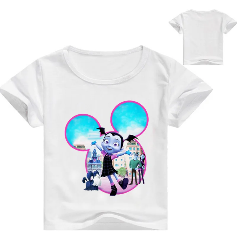2-12years лето мультфильм vampirina Для детей летняя футболка для маленьких девочек; футболки, топы хлопок Обувь для девочек костюм для мальчиков