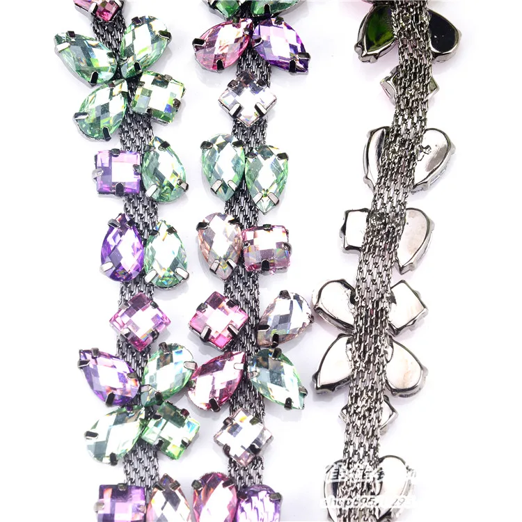 Разноцветная Цветочная цепочка шириной 2 см фиолетовая коричневая розовая