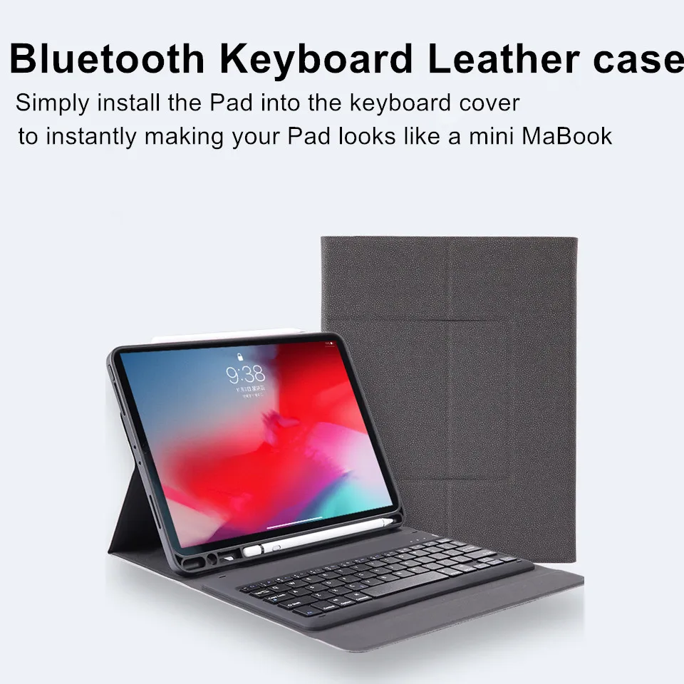 Bluetooth клавиатура чехол для iPad Pro 12,9 дюйма Авто Режим сна/пробуждения умный из искусственной кожи раза защитный чехол для Apple iPad Mini Coque