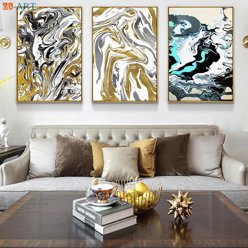 Золотые плакаты и принты современная настенная Картина на холсте светильник