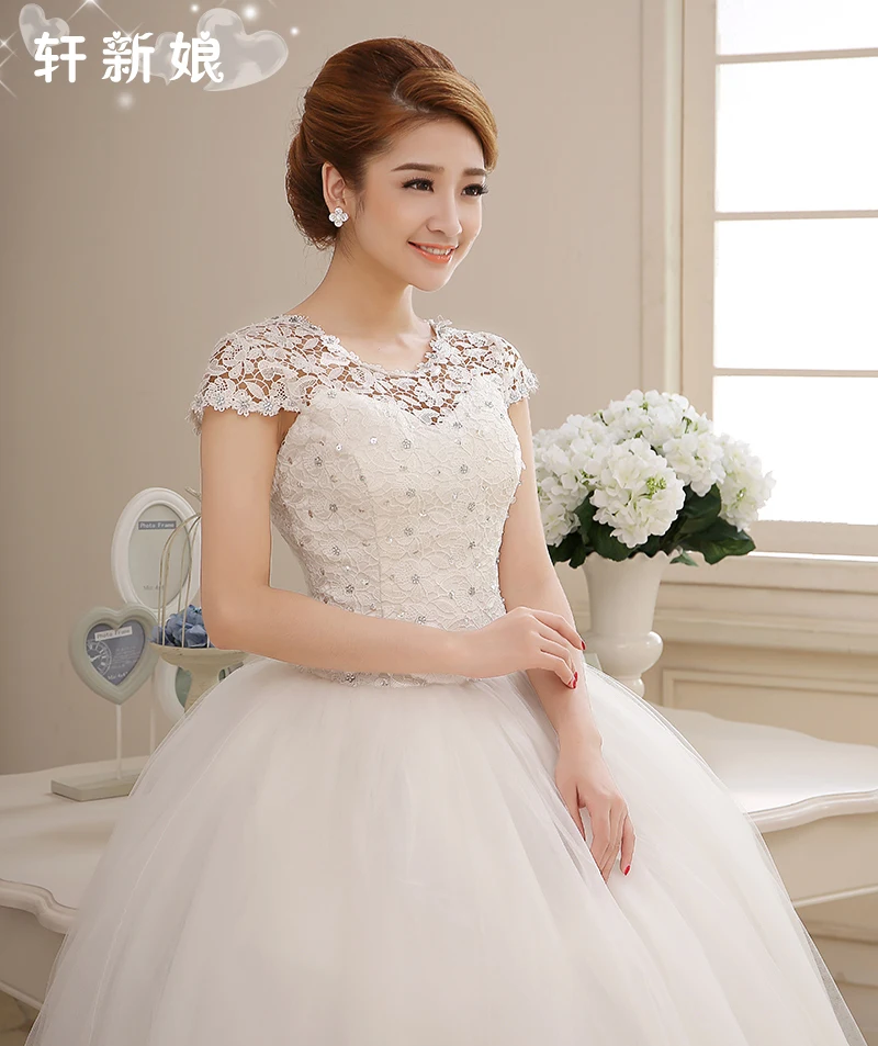 2017 new stock plus size women pregnant bridal gown wedding dress ball gown lace organza satin korea cheap romantic white long 1