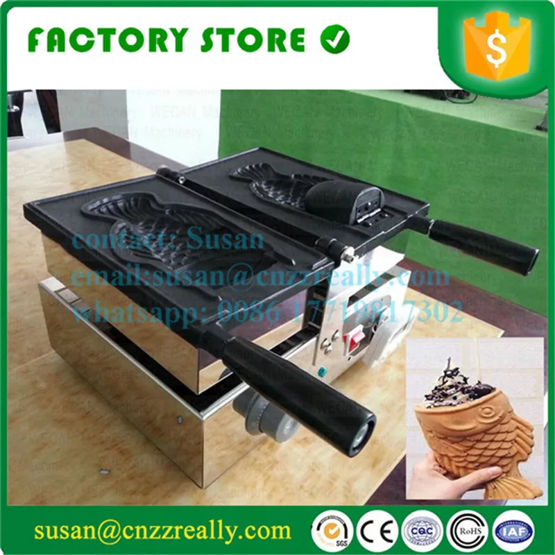 

Electric Taiyaki open mouth ice cream fish waffle machine; Taiyaki Fish Waffle Maker Machine Baker