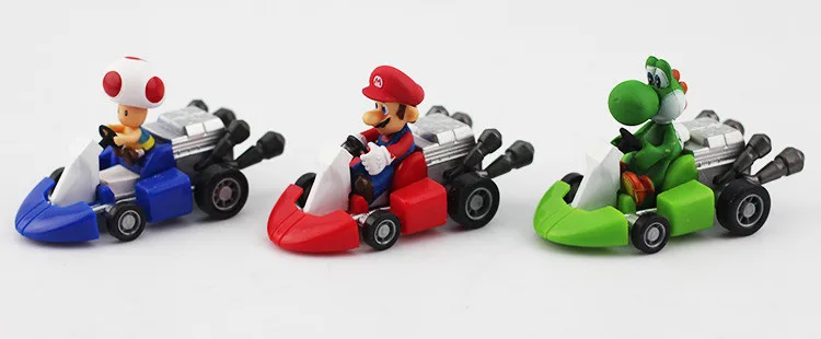 10 шт./лот Super Mario Bros Kart откатная машина Марио Луиджи Йоши Жаба гриб Принцесса Персик Ослик Конг фигурка игрушка
