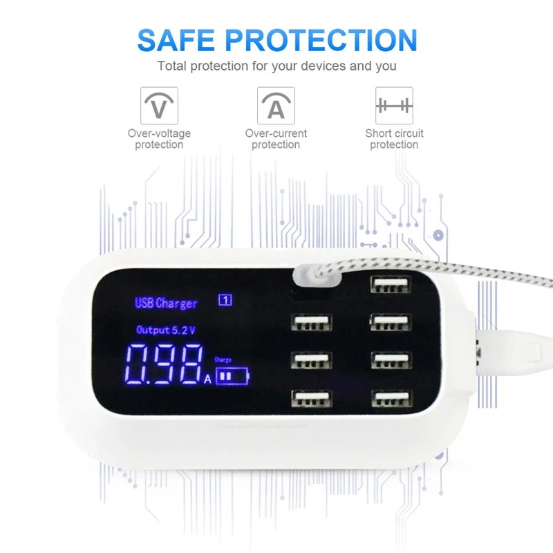 Tongdaytech мульти быстрое USB зарядное устройство 8 портов Быстрая зарядка 3,0 светодиодный дисплей USB зарядная станция для телефона Cargador порт atil зарядное устройство
