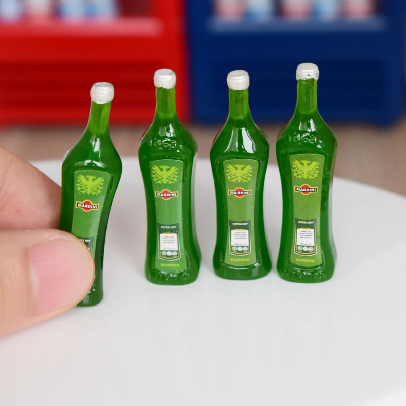 4 шт. 1:6 миниатюрные бутылки для кукольного домика имитация мартини мини