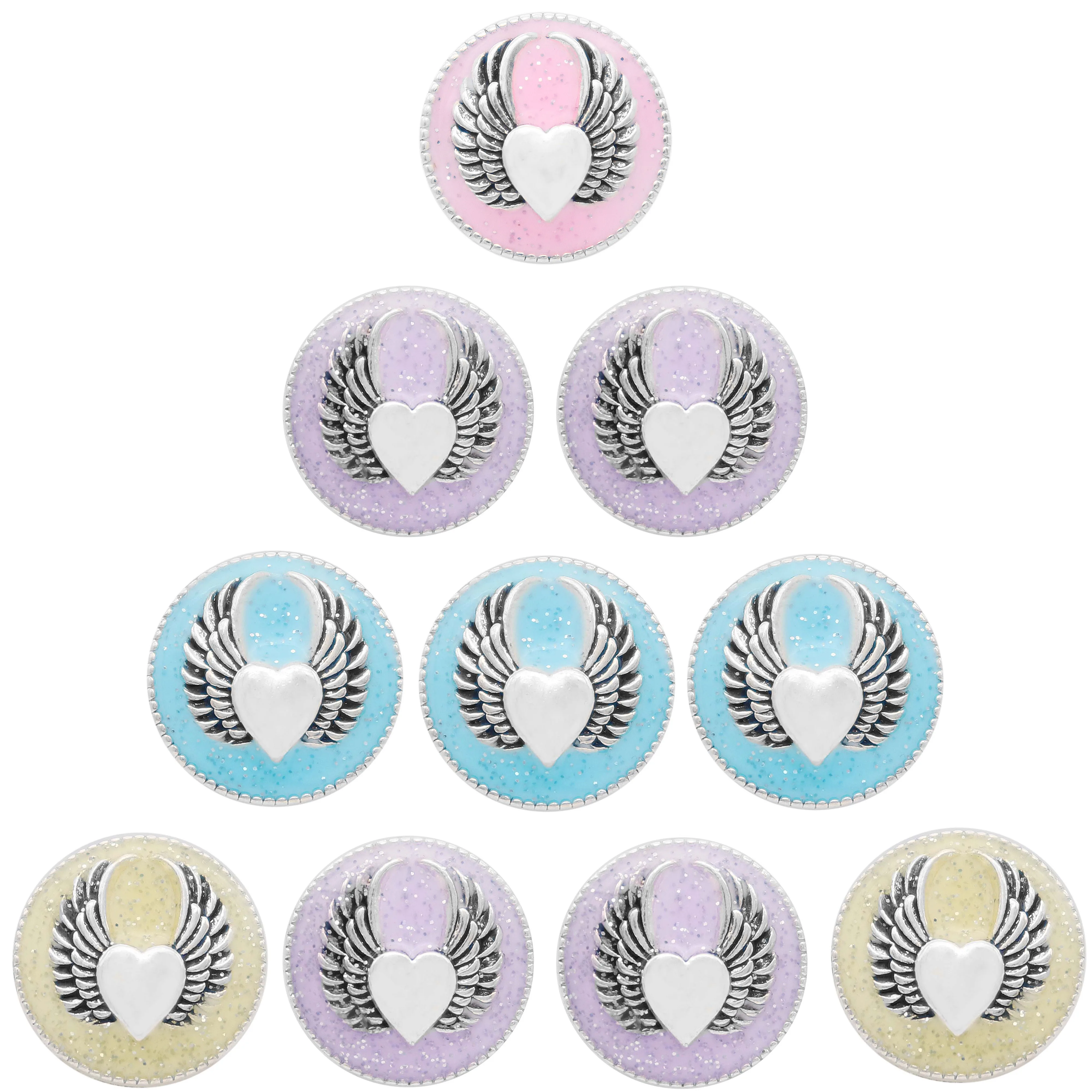 2019 оснастки ювелирные изделия высокого качества сердце крыло эмаль fit 18 мм