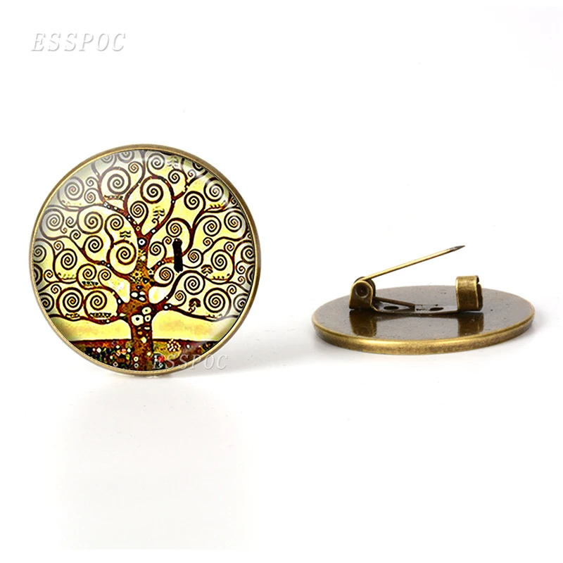 Женская и Мужская винтажная брошка Gustav Klimt стеклянная медная с кабошонами
