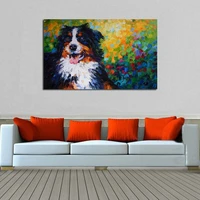 hand painted animal palette knife oil painting on canvas modern abstract lovely dog colorful background oil painting art